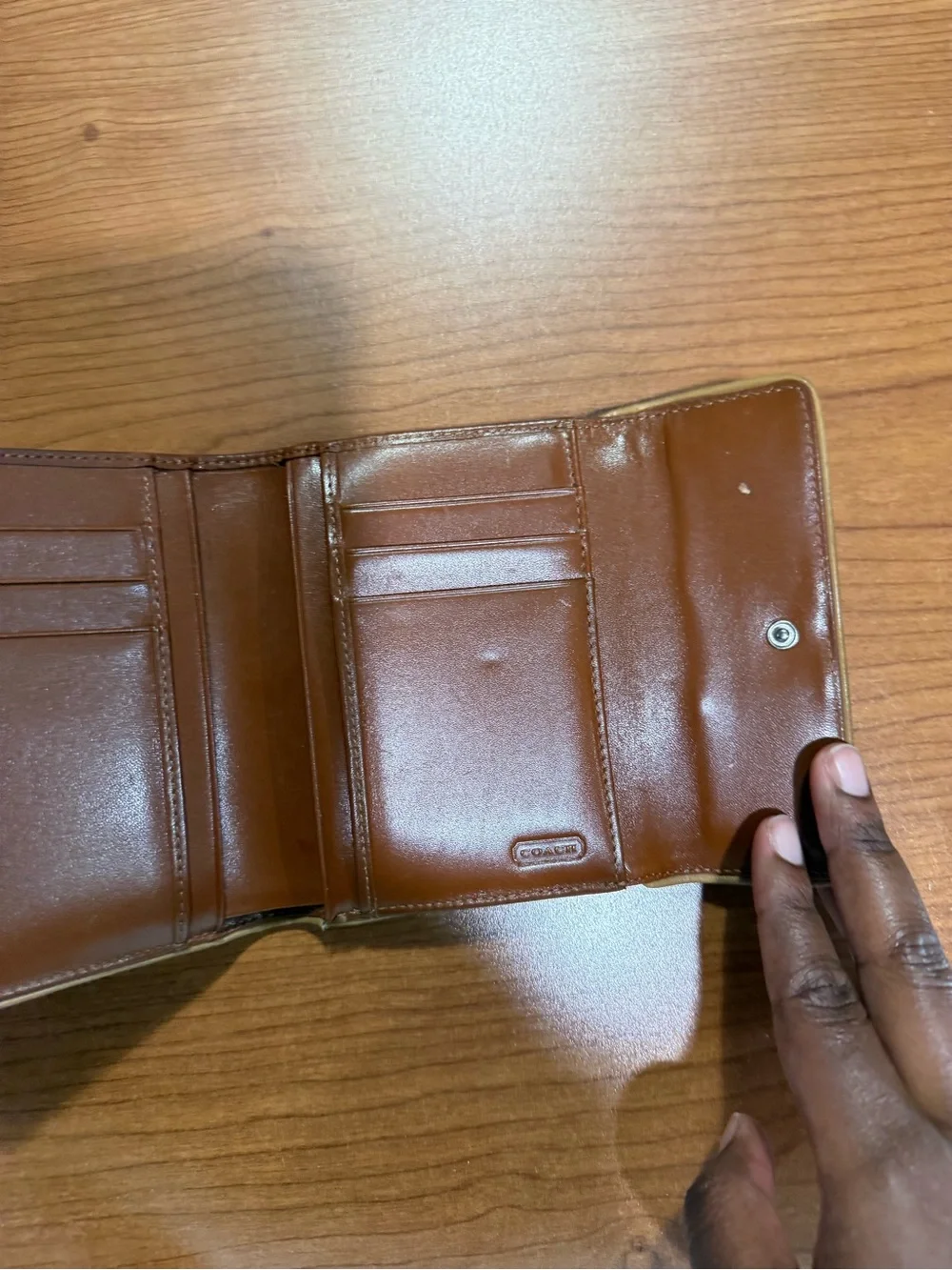 Coach Brown Smooth Leather Trifold Wallet